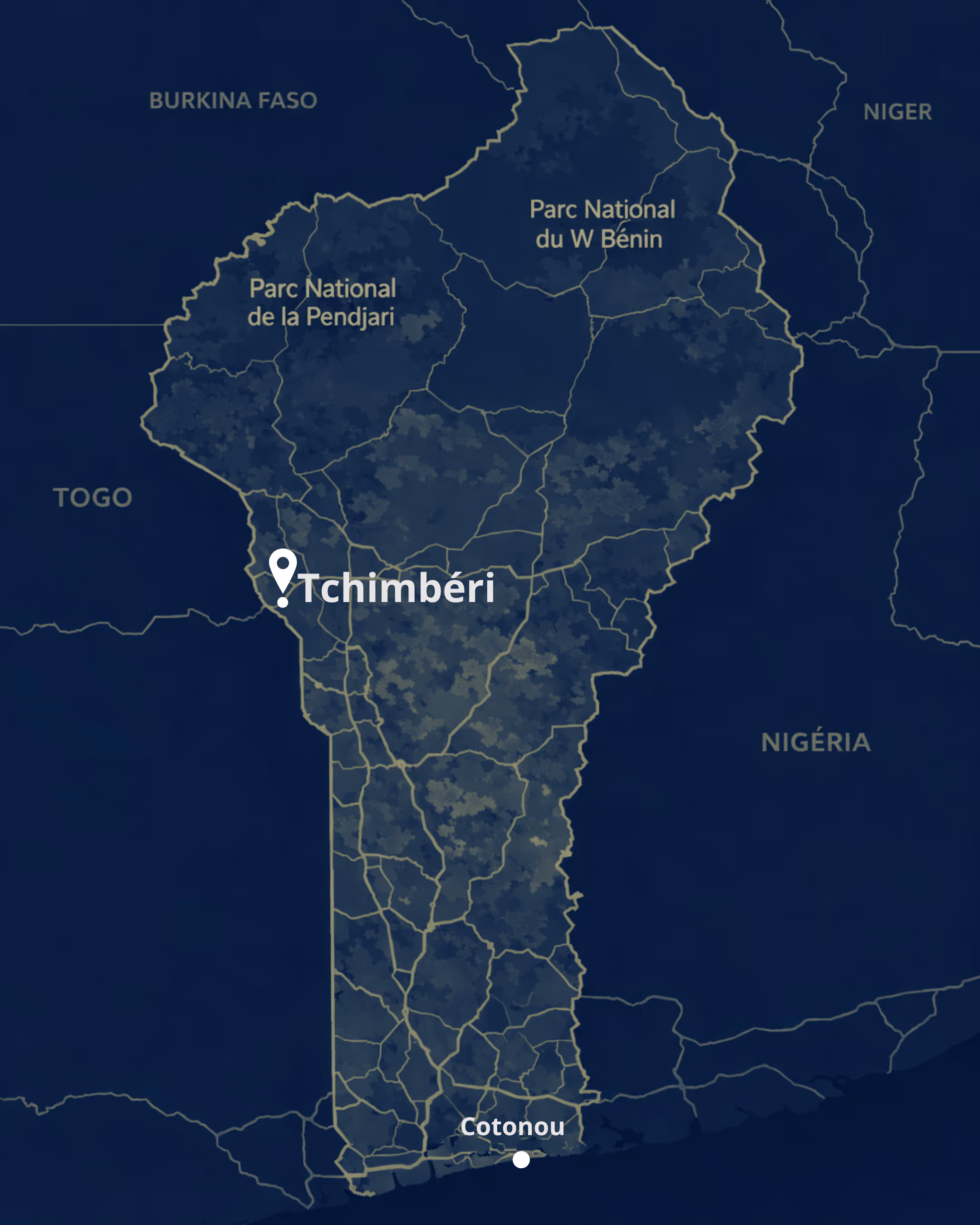 Carte d’intention situant Tchimbéri au Bénin